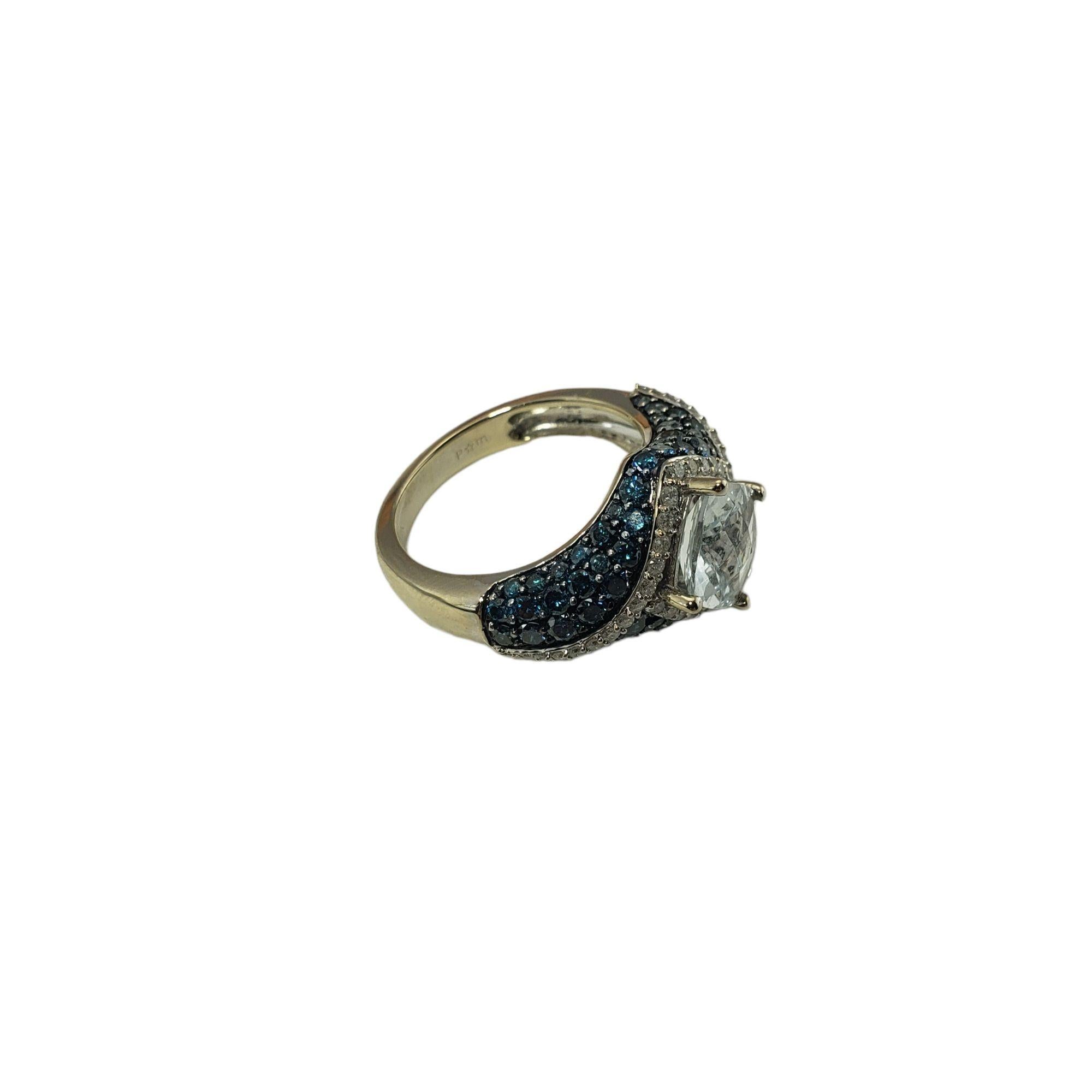 Cushion Cut 14K White Gold White Topaz Diamond Ring Size 7 #15753 For Sale