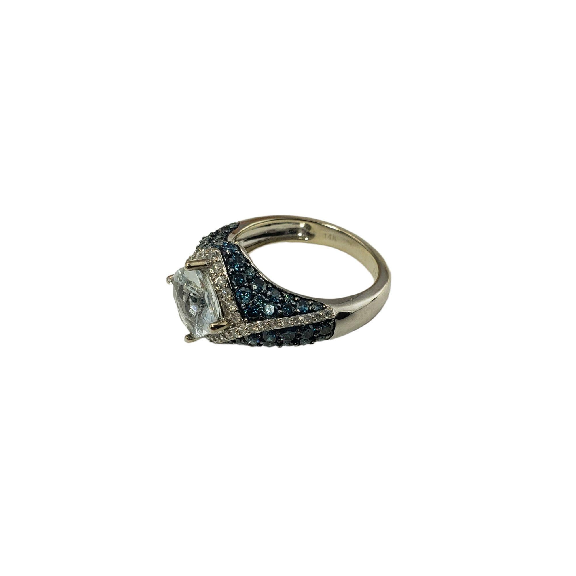 14K White Gold White Topaz Diamond Ring Size 7 #15753 In Good Condition For Sale In Washington Depot, CT