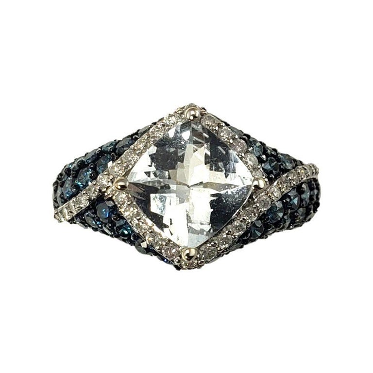 Anello in oro bianco 14K con diamante Topazio Bianco Misura 7 #15753 in vendita