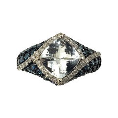 Vintage 14K White Gold White Topaz Diamond Ring Size 7 #15753
