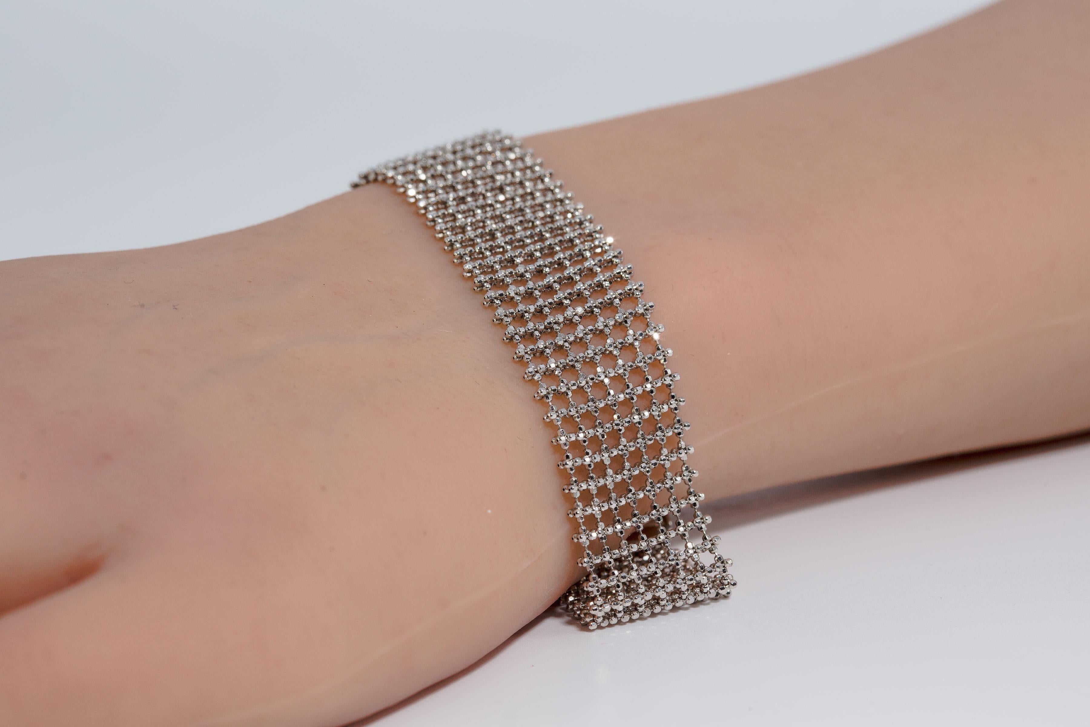 14k Weißgold breites Armband im Angebot 4