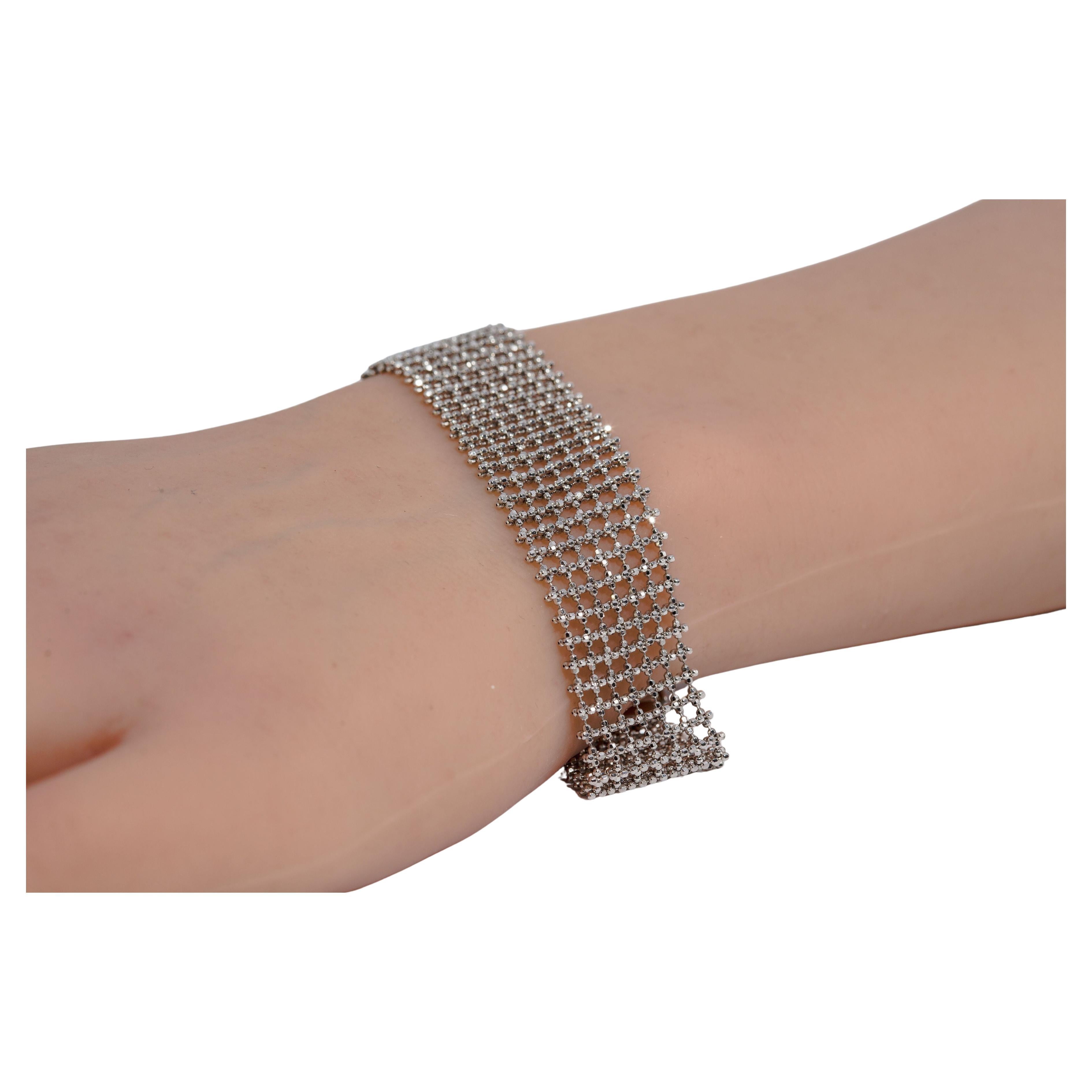 14k Weißgold breites Armband