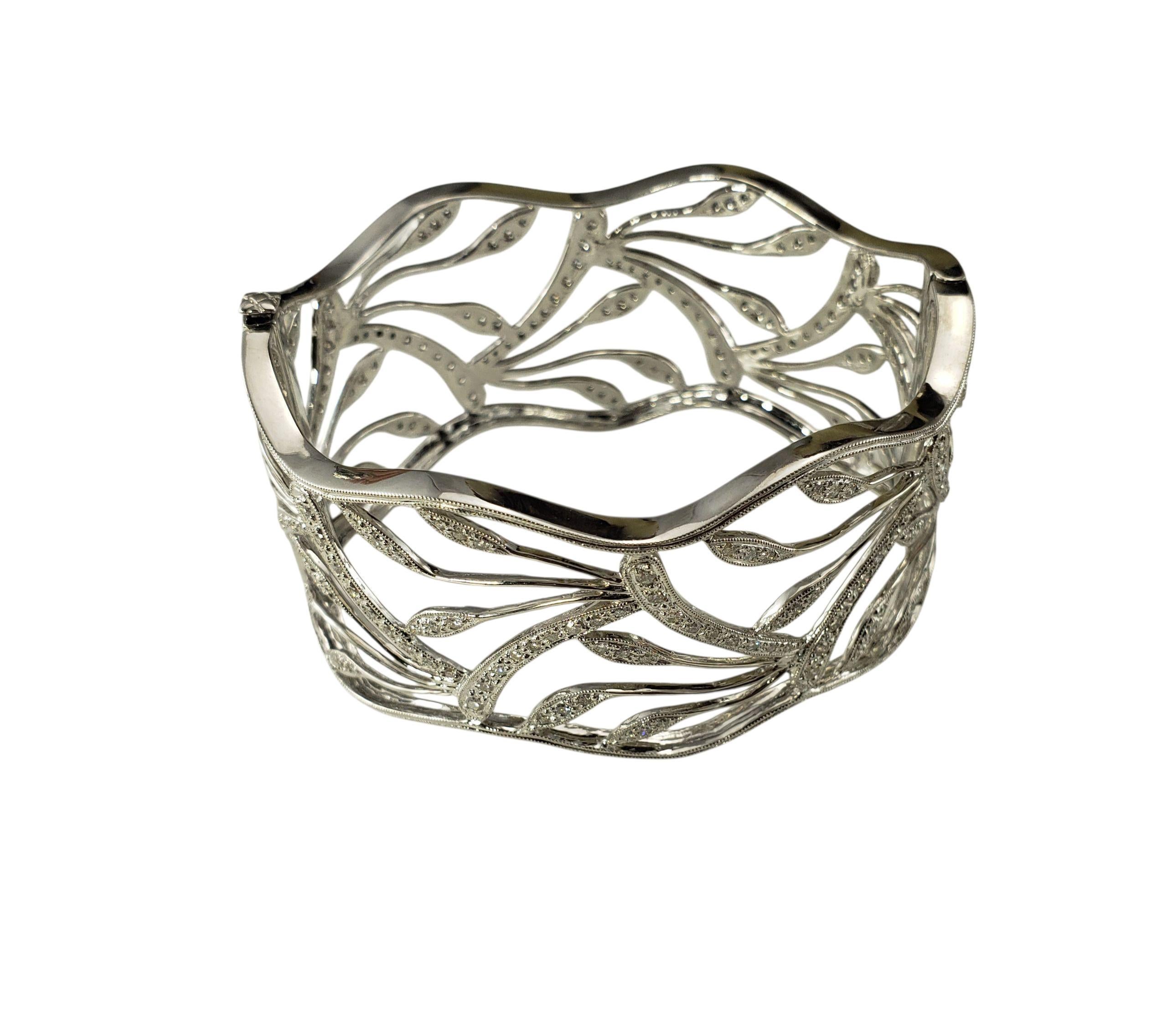 Contemporain 14K White Gold Wide Diamond Open Cuff Bracelet  #23322 en vente