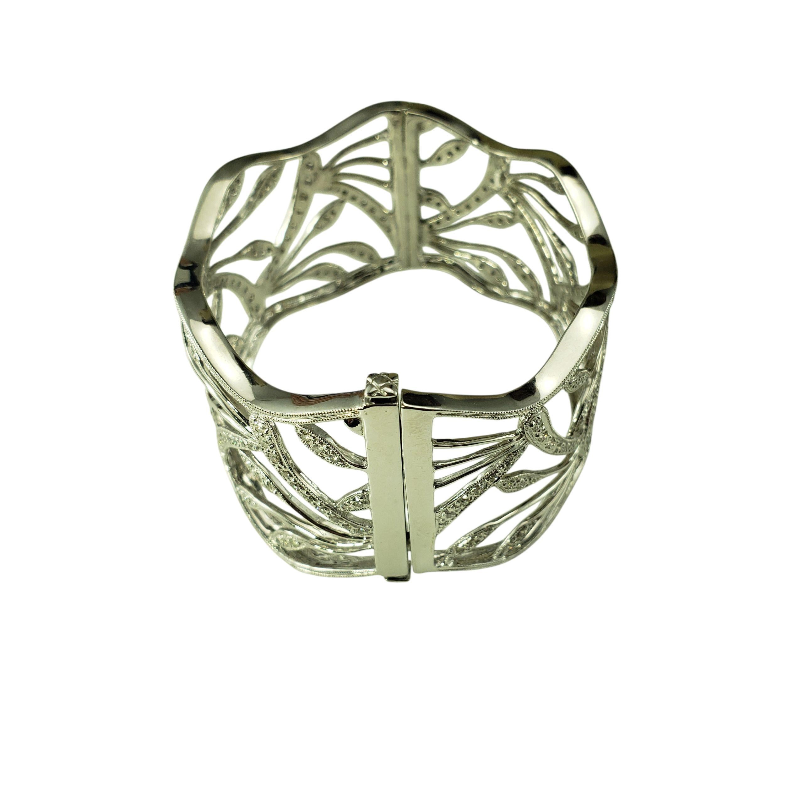 14K White Gold Wide Diamond Open Cuff Bracelet  #23322 Bon état - En vente à Washington Depot, CT