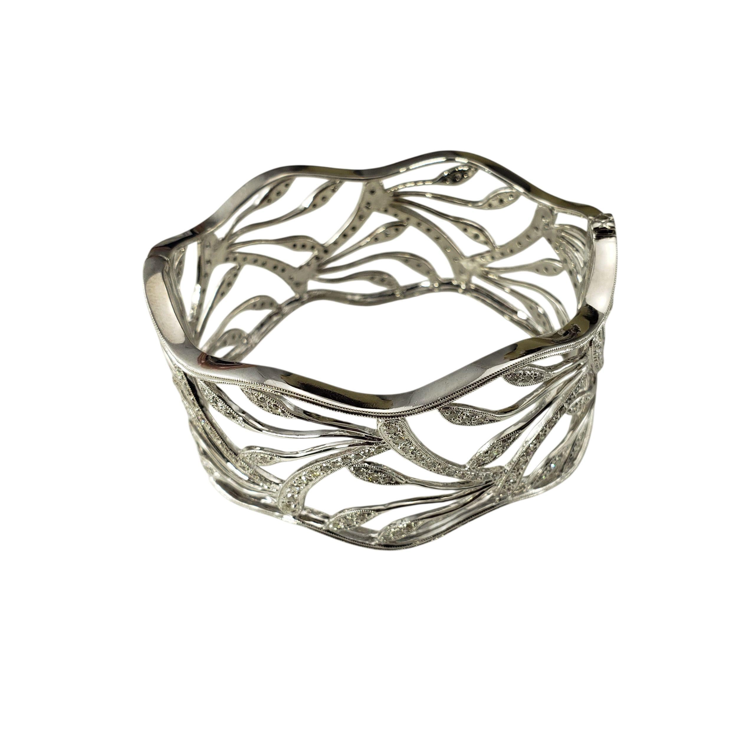14K White Gold Wide Diamond Open Cuff Bracelet  #23322 Pour femmes en vente