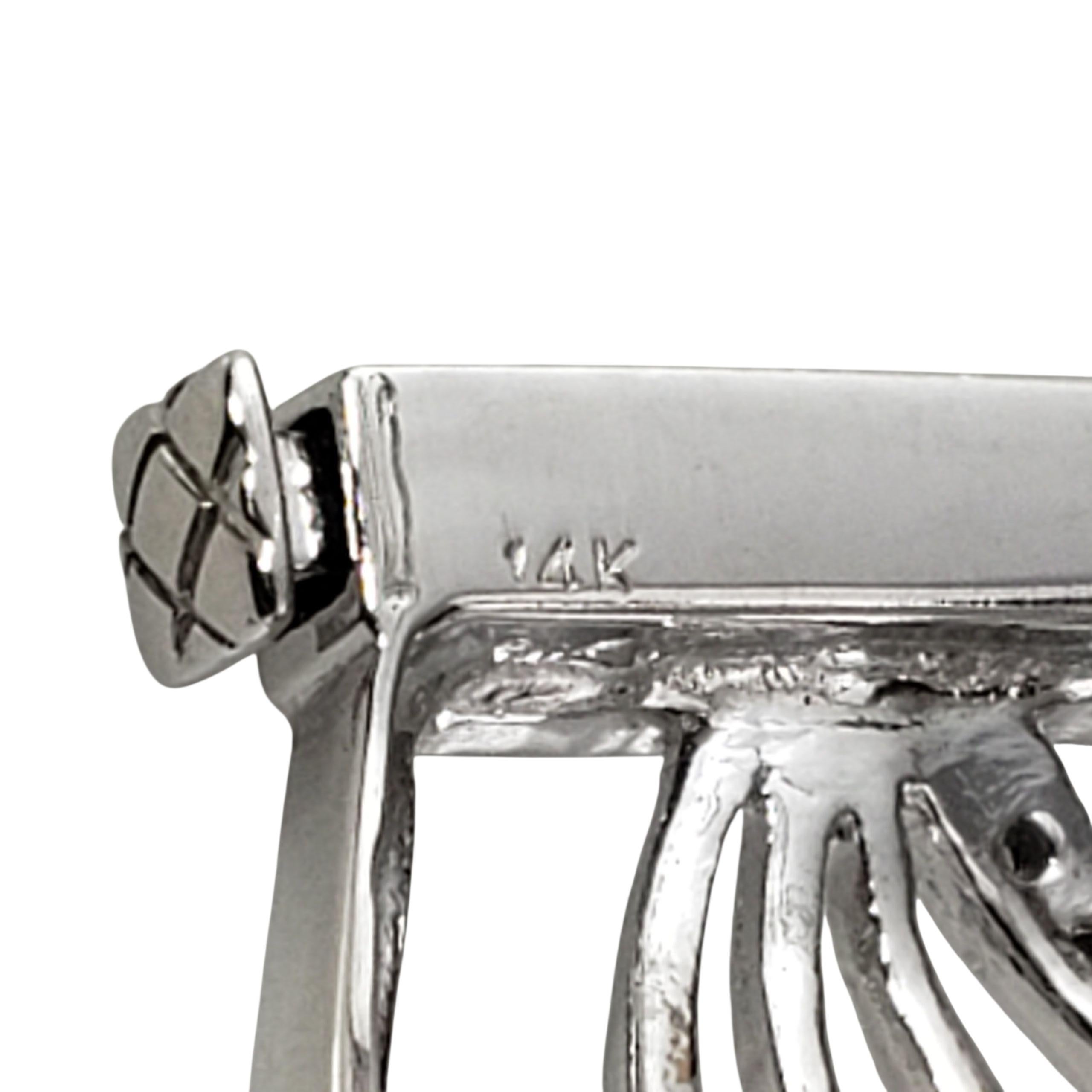 14K White Gold Wide Diamond Open Cuff Bracelet  #23322 en vente 1