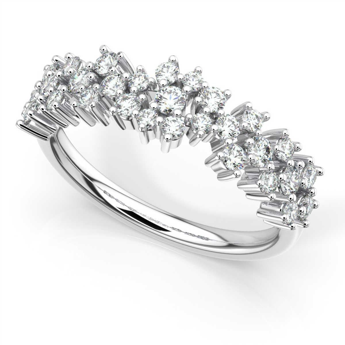 Round Cut 14 Karat White Gold Willow Fashion Diamond Ring '3/4 Carat' For Sale