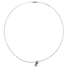 Collar de Alambre de Oro Blanco de 14K con Colgante Deslizante de Diamantes