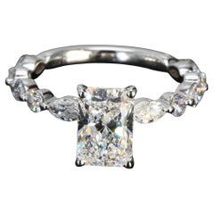 14k White Gold with 2ct Radiant Lab Diamond Engagement Ring - Ring Size 6.25