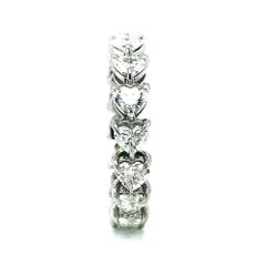 14K White Gold with 4 Carat Diamond Heart Eternity Ring, Size 4
