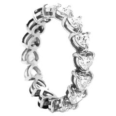 14K White Gold with 4 Carat Diamond Heart Eternity Ring, Size 4