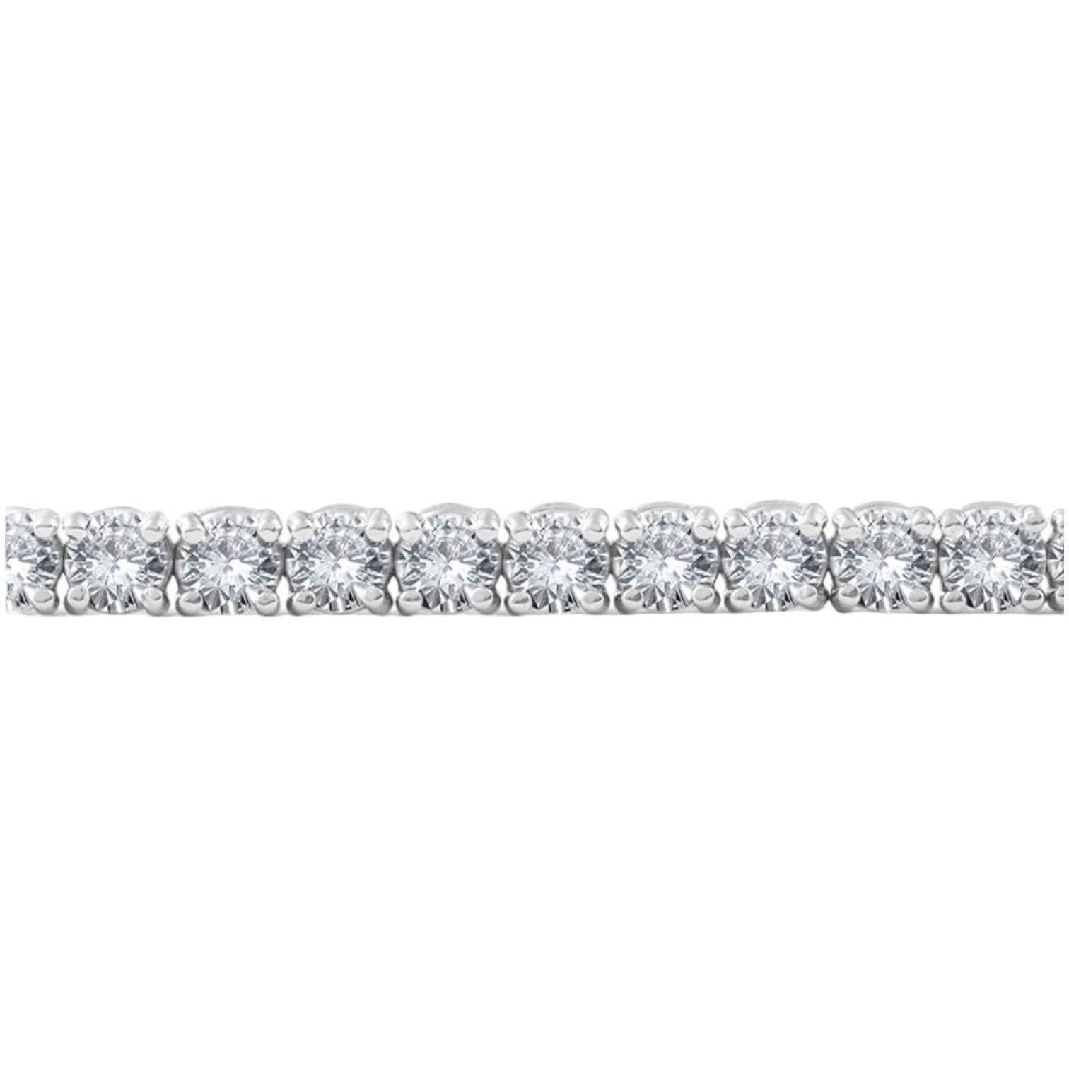 Brilliant Cut 4 Carat Diamond Tennis Bracelet in 14k White Gold G+ Color SI + Clarity For Sale