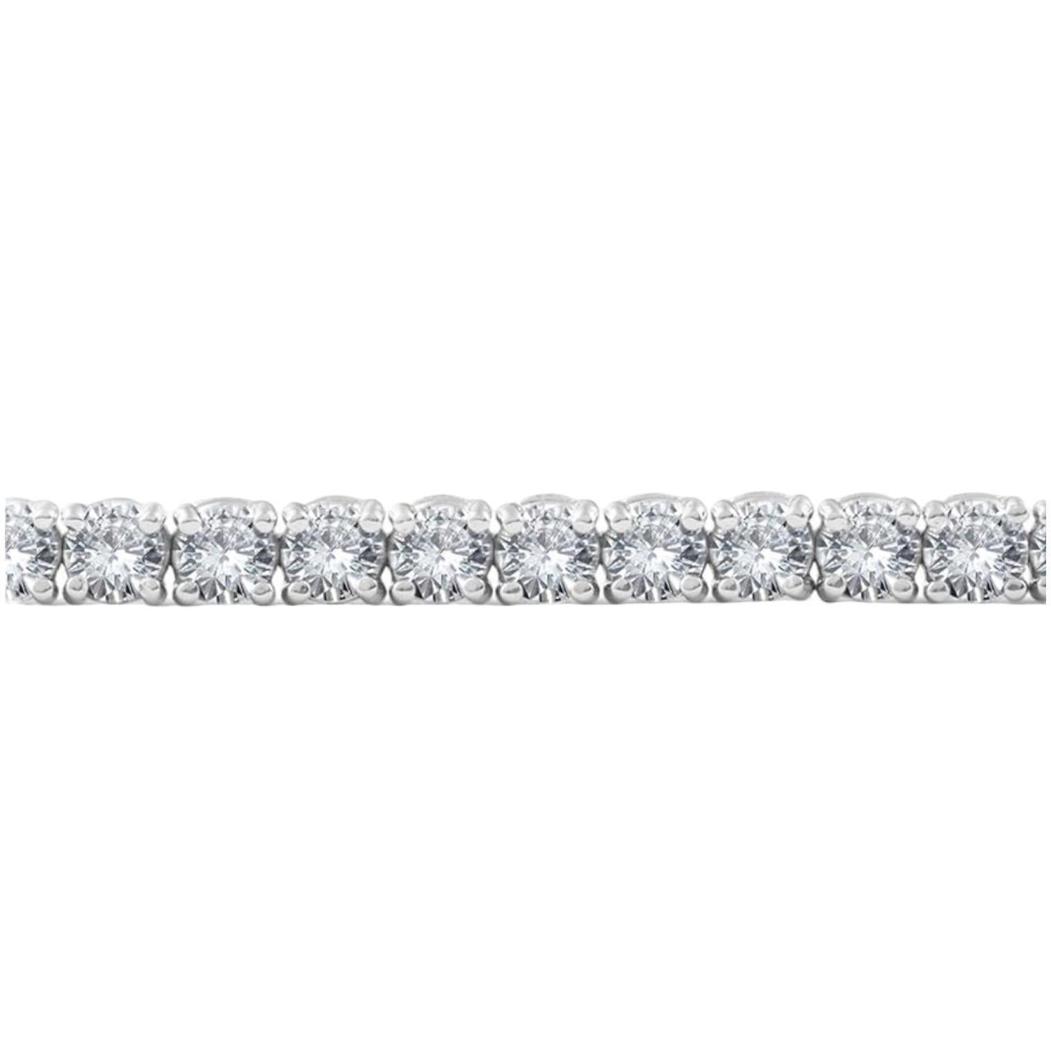 Taglio brillante Bracciale da tennis con diamanti da 4 carati in oro bianco 14k Colore G+ Chiarezza SI + in vendita