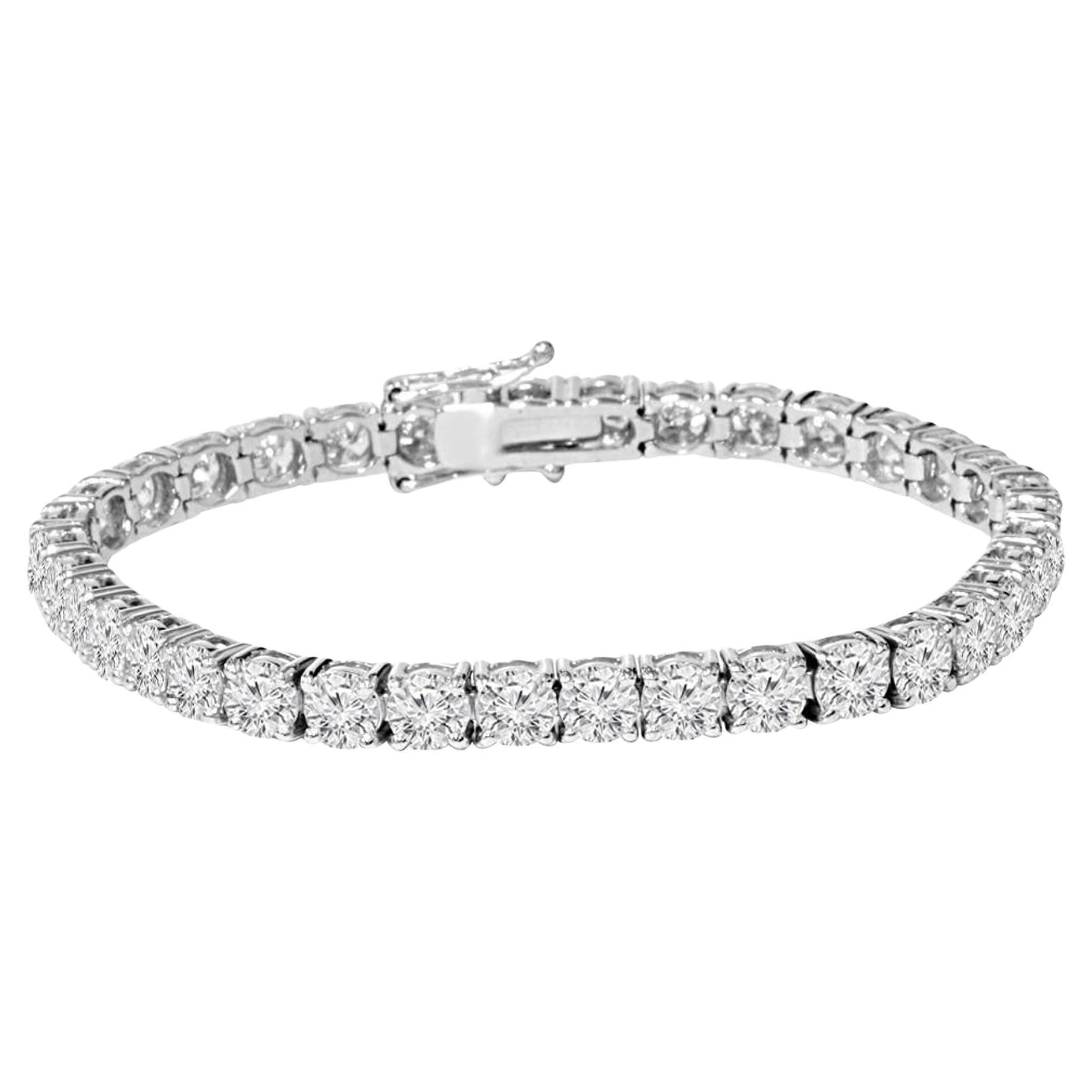 Bracelet tennis en or blanc 14 carats avec diamants de 4 carats, couleur G+, couleur SI + pureté en vente