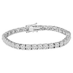 Bracelet tennis en or blanc 14 carats avec diamants de 4 carats, couleur G+, couleur SI + pureté