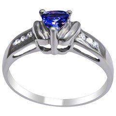 Vintage 14 Karat White Gold with Tanzanite and Diamond Ladies Ring