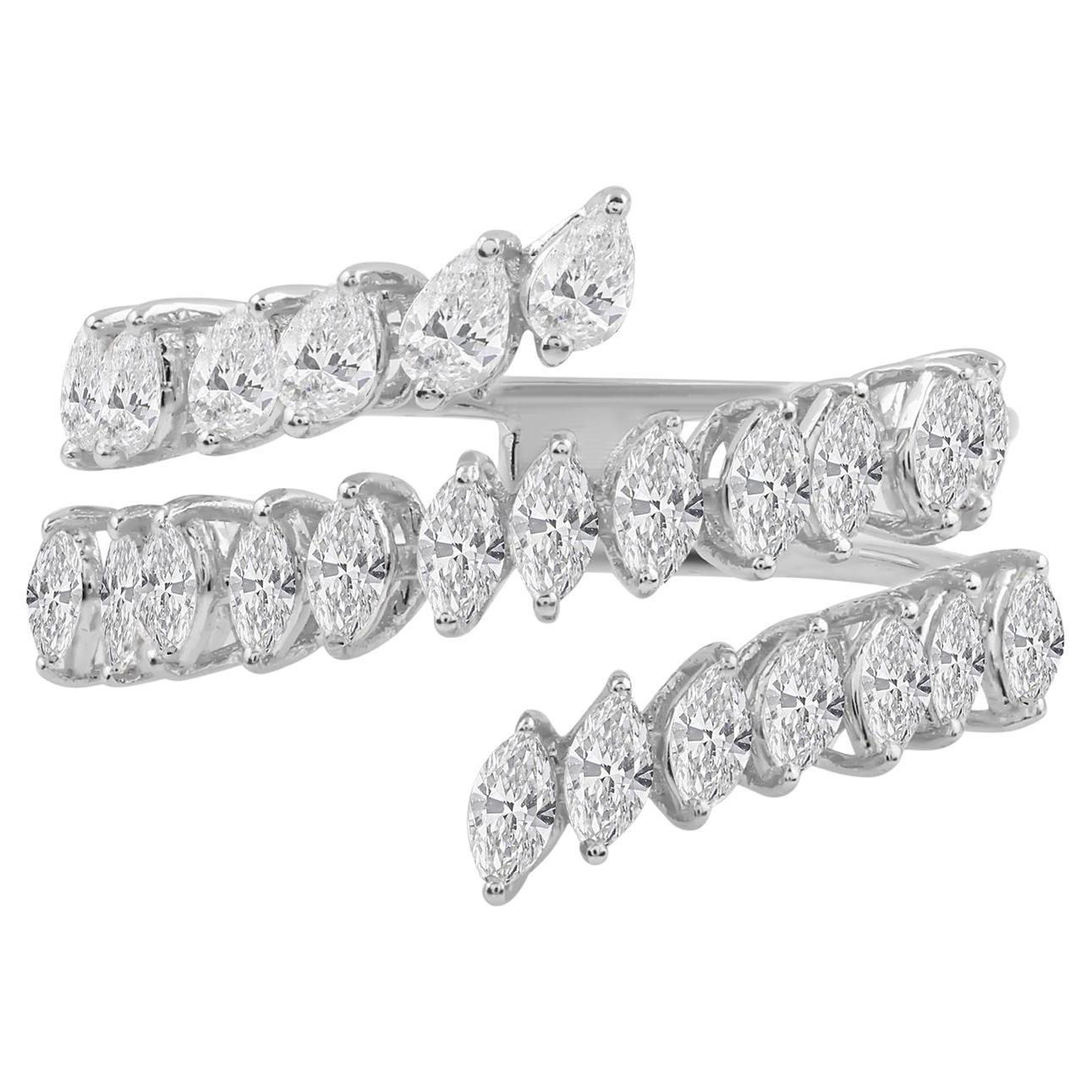 En venta: Alianza de boda de oro blanco de 14 quilates con diamantes SI/H auténticos Regalo