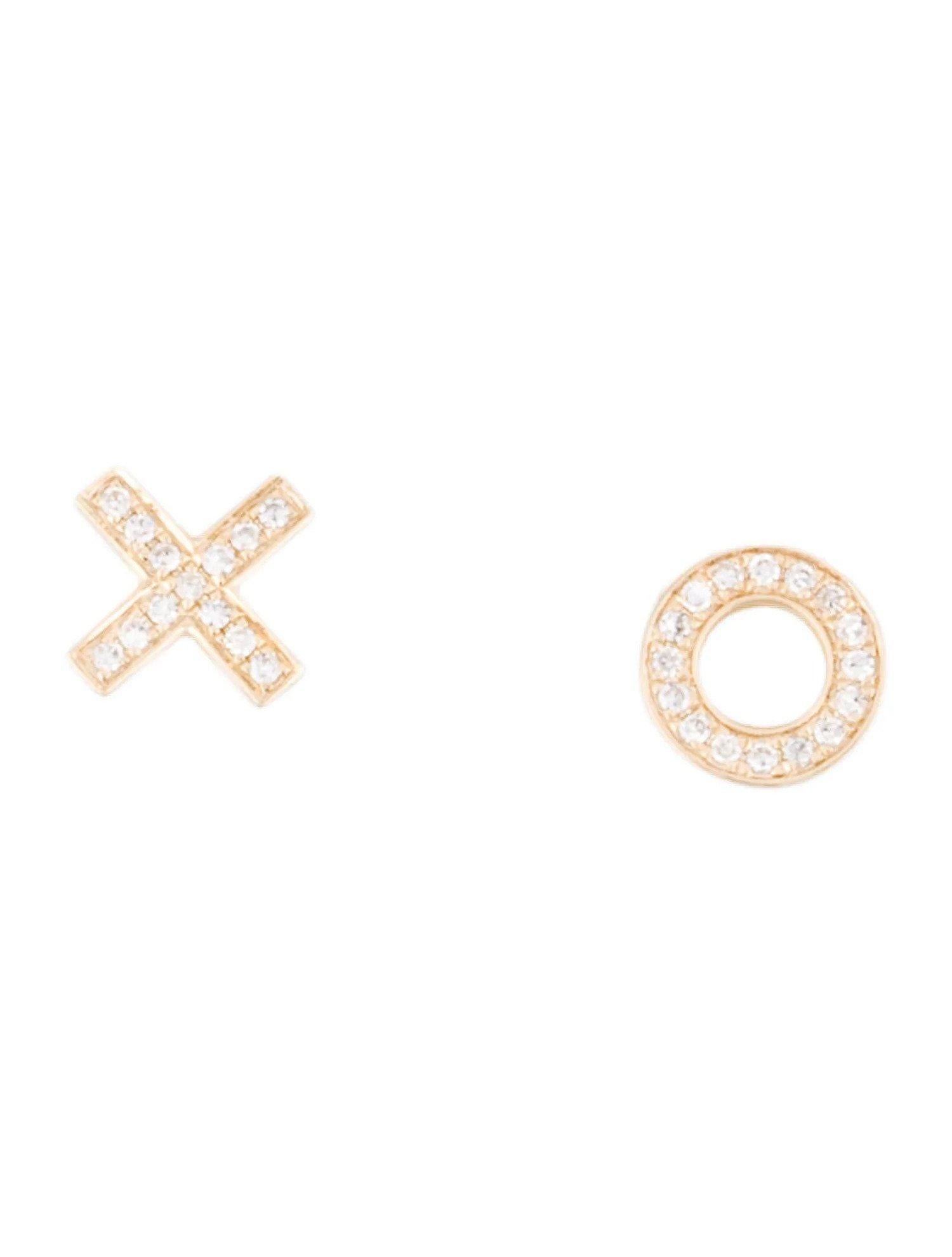 Contemporary 14K White Gold XO Diamond Stud Earrings for Her For Sale