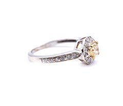 14 Karat White Gold Yellow Princess Cut Diamond Engagement Ring