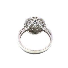 14K White Gold Zircon Halo Flower Ring