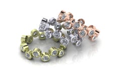 14 Karat White, Green, and Pink Gold Ring with 3.00 Carat of F VVS1 Diamonds