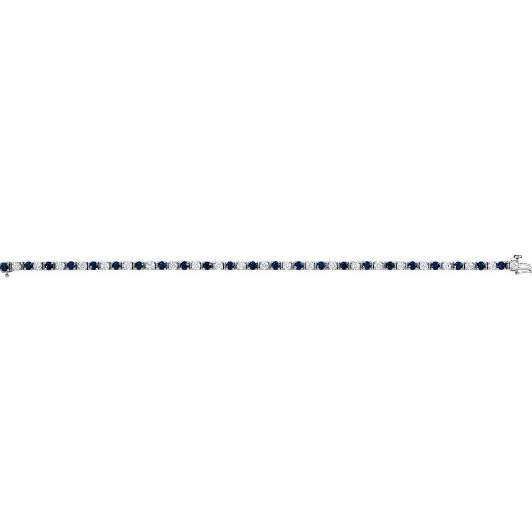 Modern 14K White Natural Blue Sapphire & 2 1/3 CTW Natural Diamond Line 7