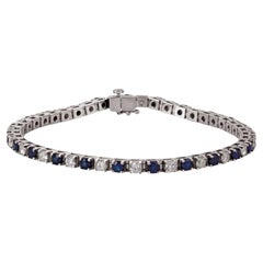 14K White Natural Blue Sapphire & 2 1/3 CTW Natural Diamond Line 7" Bracelet