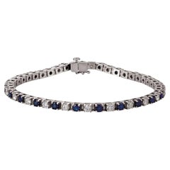 Bracelet de 7" en saphir bleu naturel 14K et diamant naturel 2 1/3 CTW