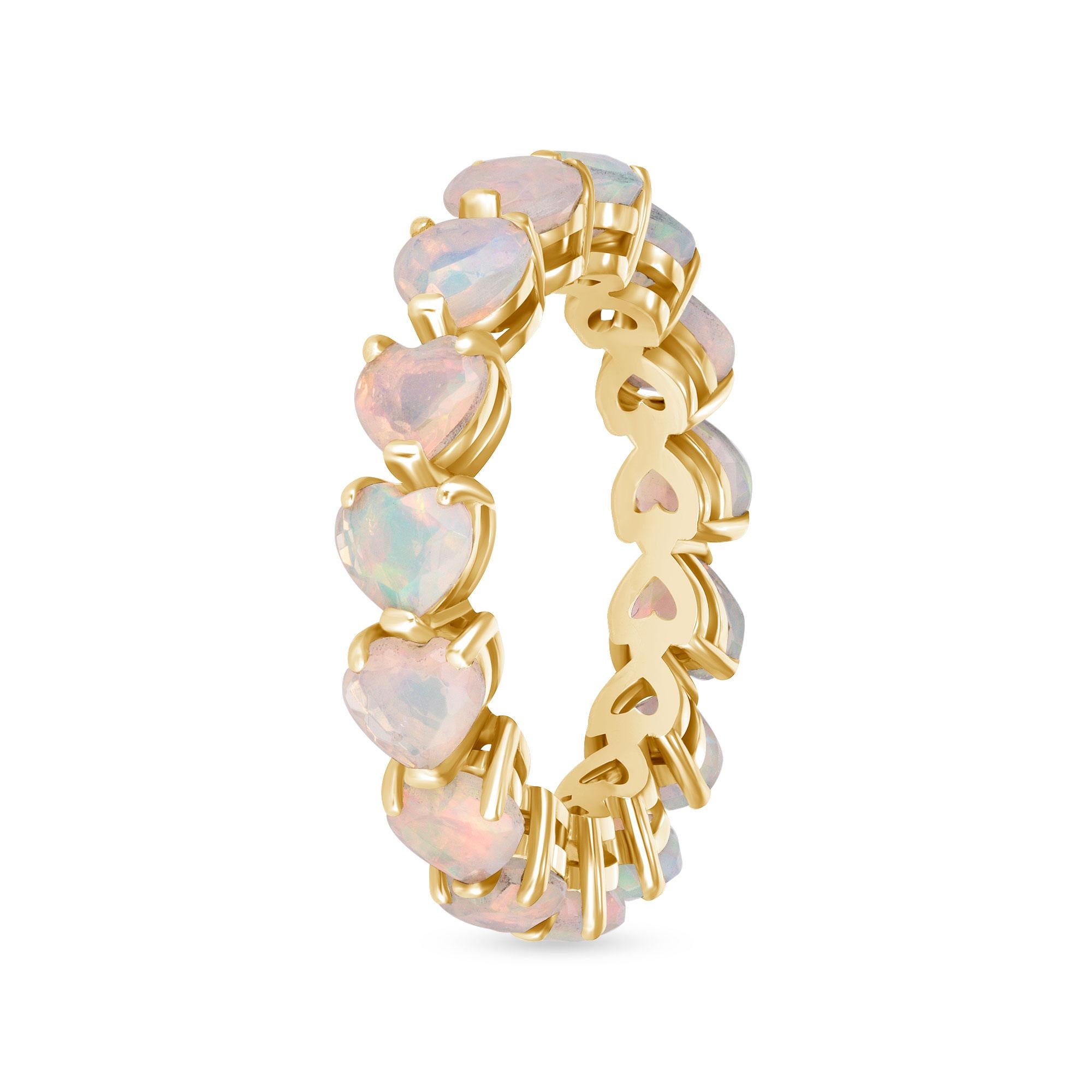 14K White Opal Eternity Ring For Sale 1