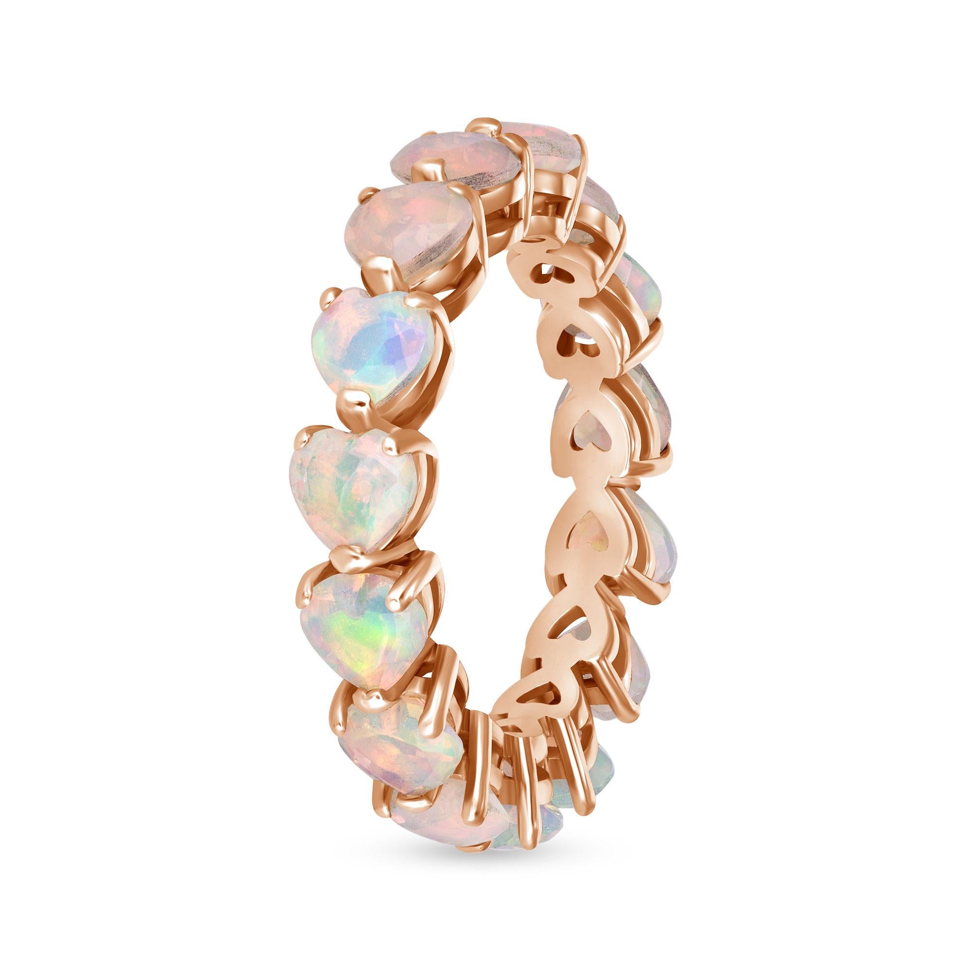 14K White Opal Eternity Ring For Sale 2
