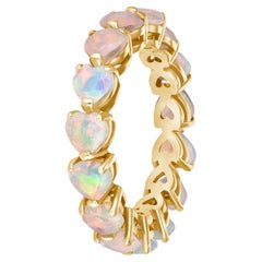 14K White Opal Half Eternity Ring