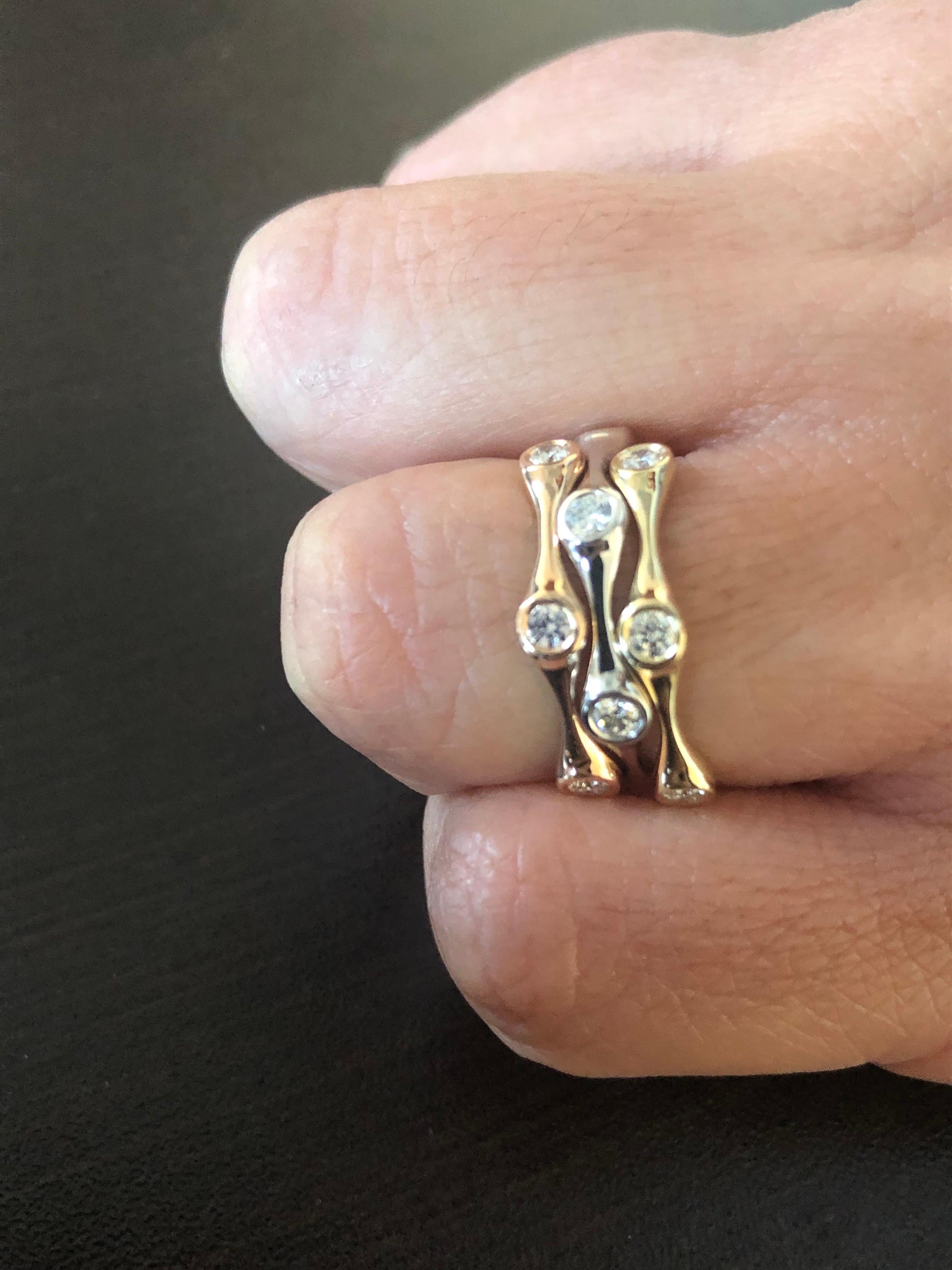 Modern 14 Karat White, Rose, and Yellow Gold Diamond Rings For Sale