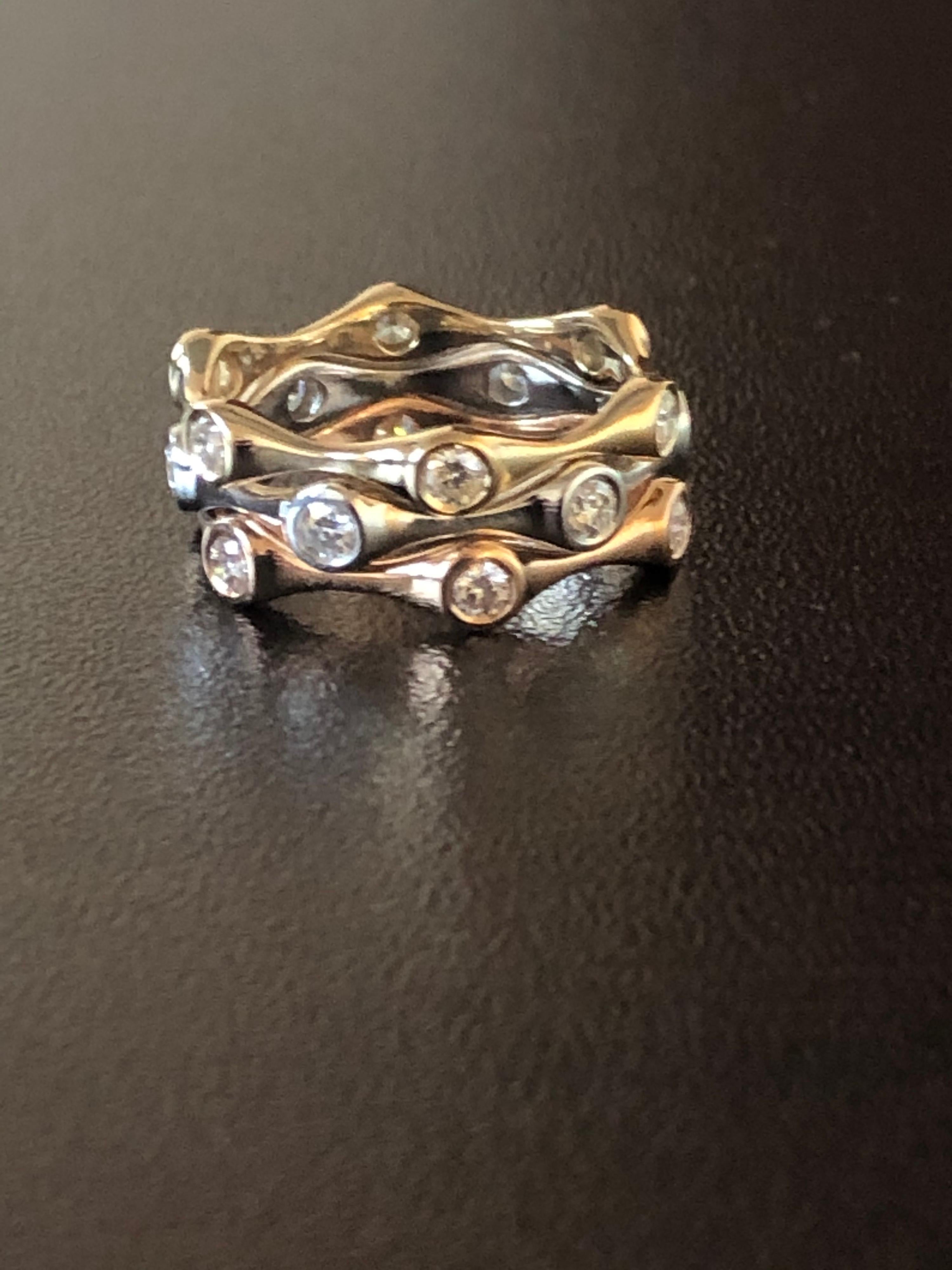 Round Cut 14 Karat White, Rose, and Yellow Gold Diamond Rings For Sale