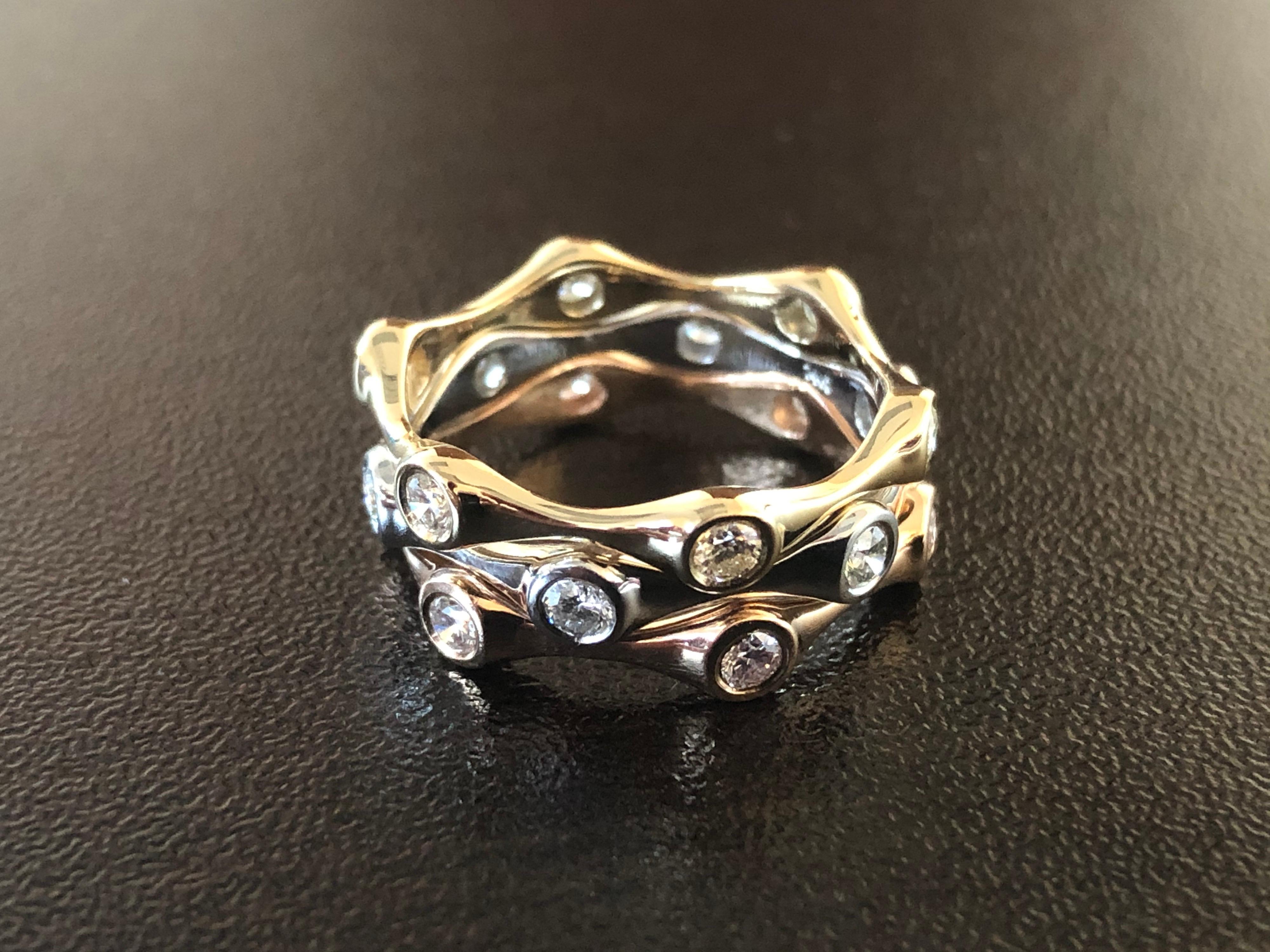 14 Karat White, Rose, and Yellow Gold Diamond Rings In New Condition For Sale In Great Neck, NY