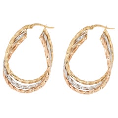 14k White, Rose, and Yellow Gold Hoop Earrings