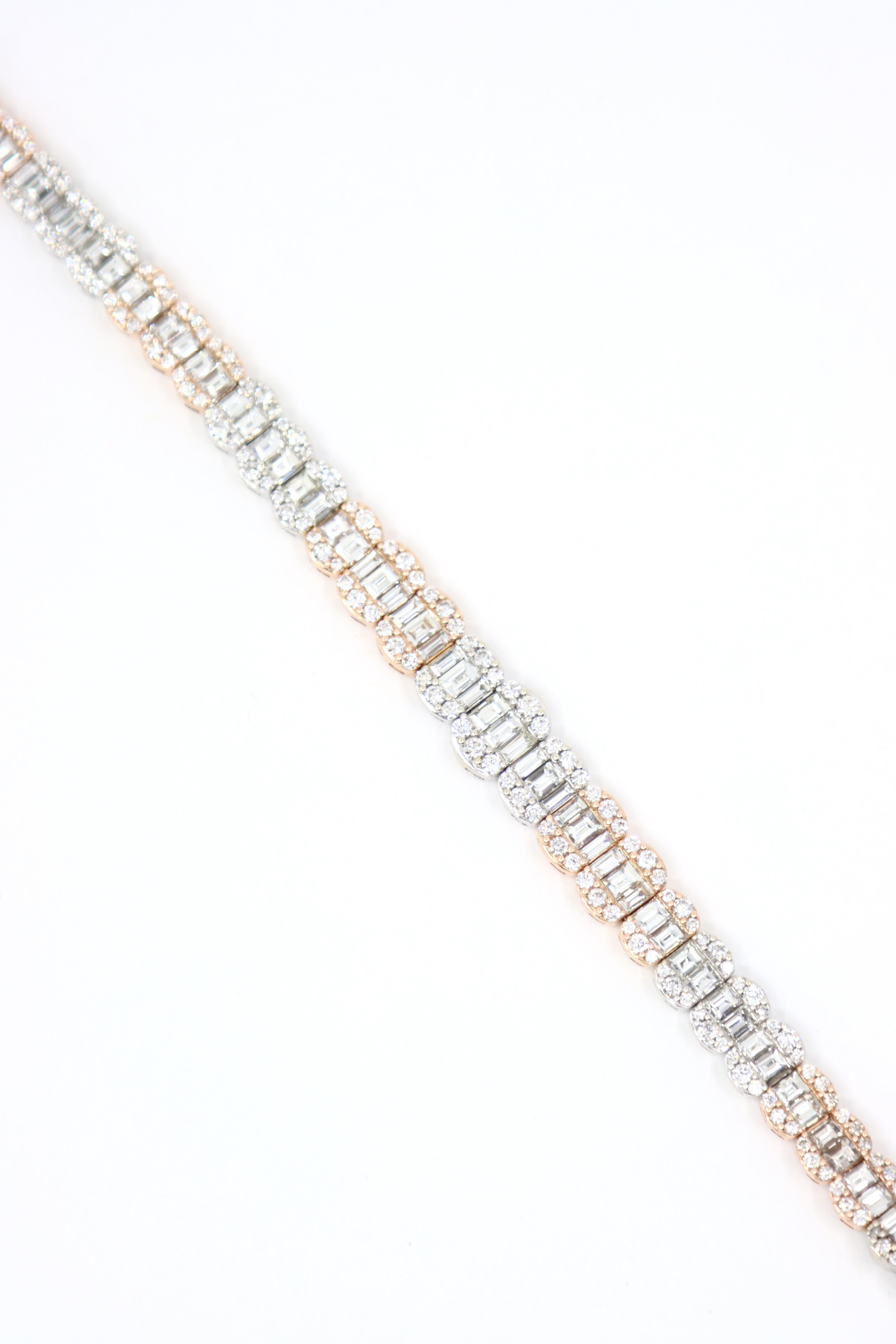 Diamante de oro blanco y rosa de 14 quilates  Pulsera en venta 9