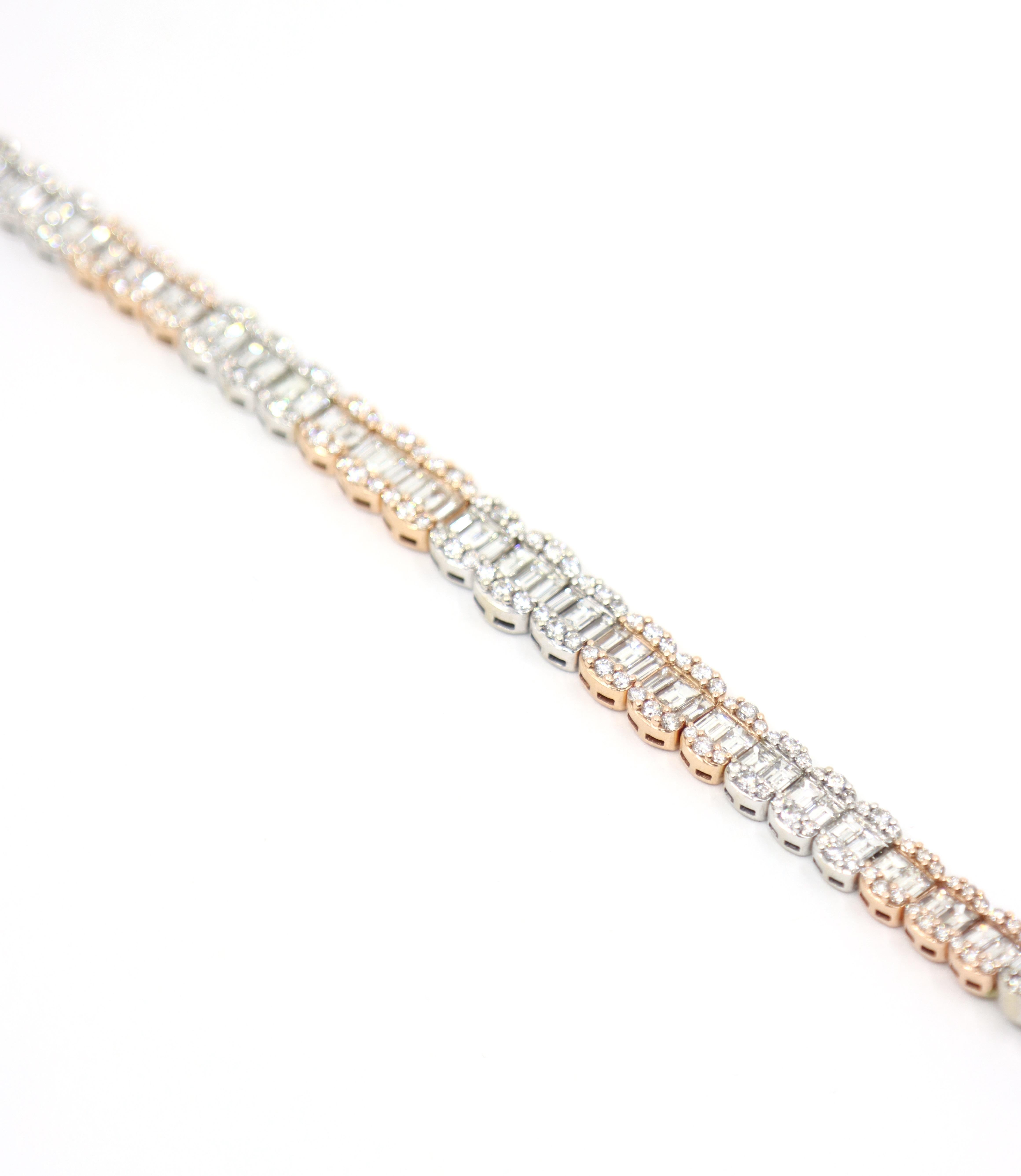 Diamante de oro blanco y rosa de 14 quilates  Pulsera en venta 10