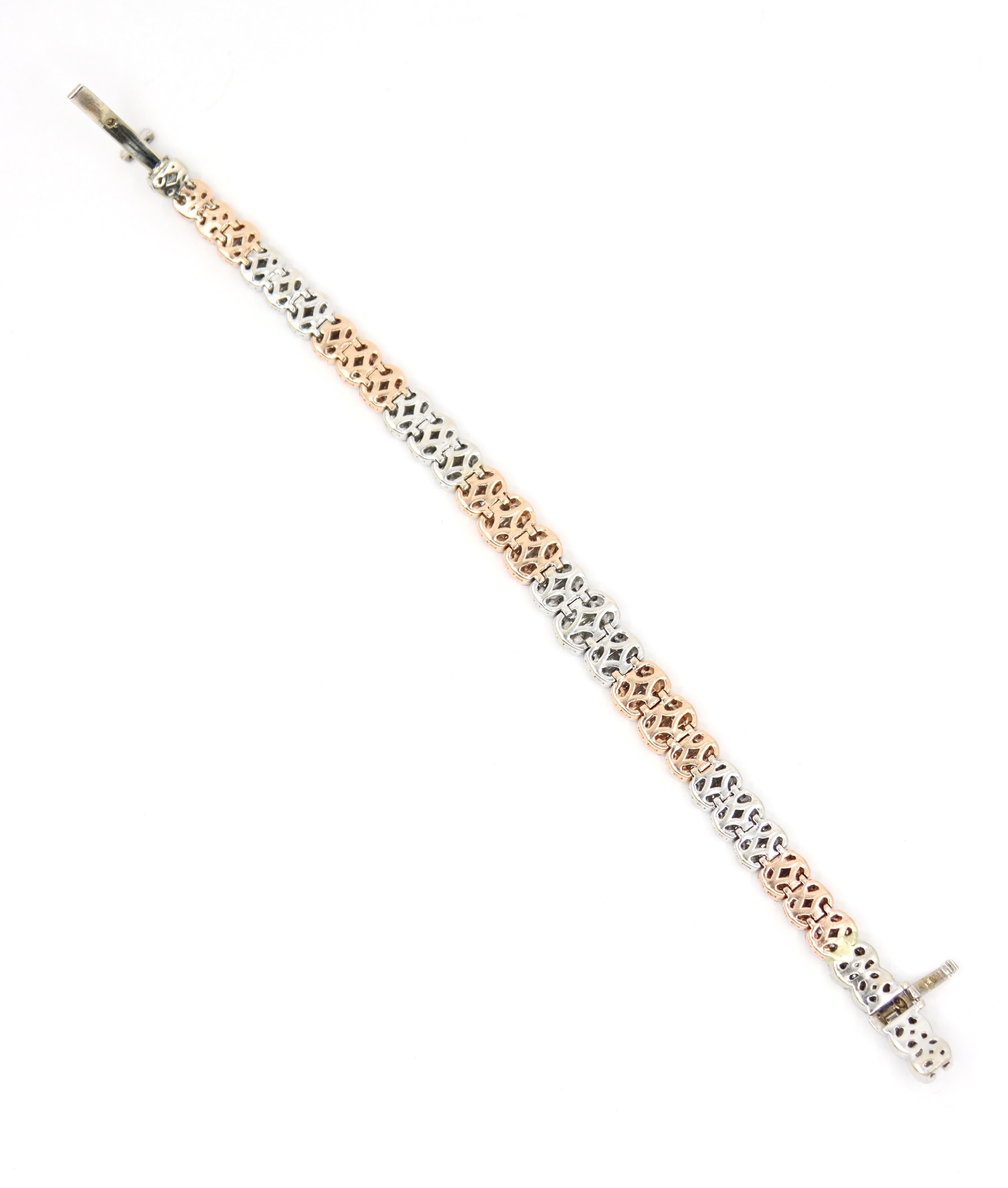 Diamante de oro blanco y rosa de 14 quilates  Pulsera en venta 12
