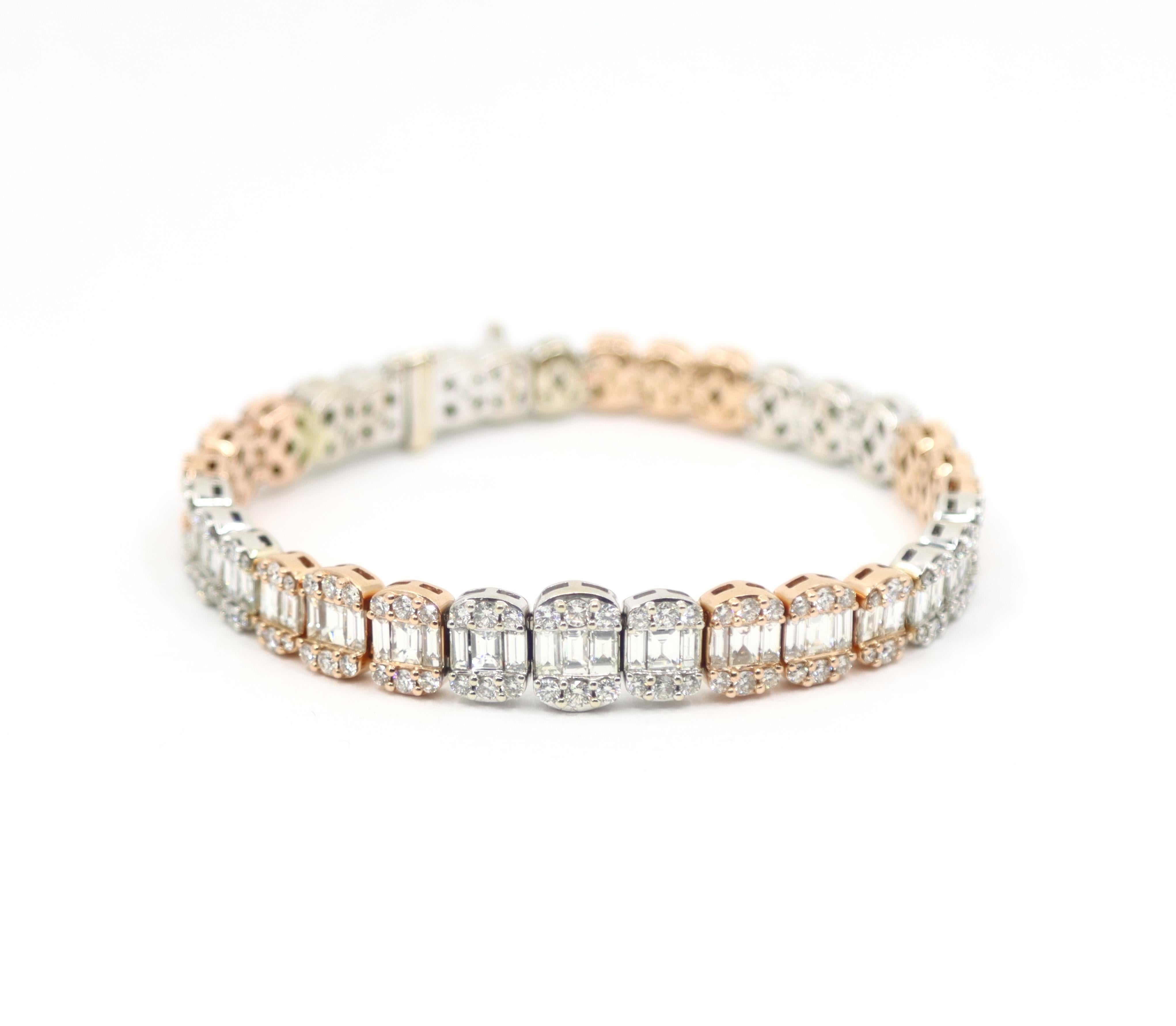 De las mujeres Diamante de oro blanco y rosa de 14 quilates  Pulsera en venta