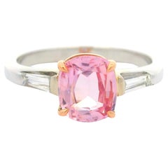 14k White 
Rose Gold Gia 1.91ctw No Heat Pink Sapphire and Diamond Ring
