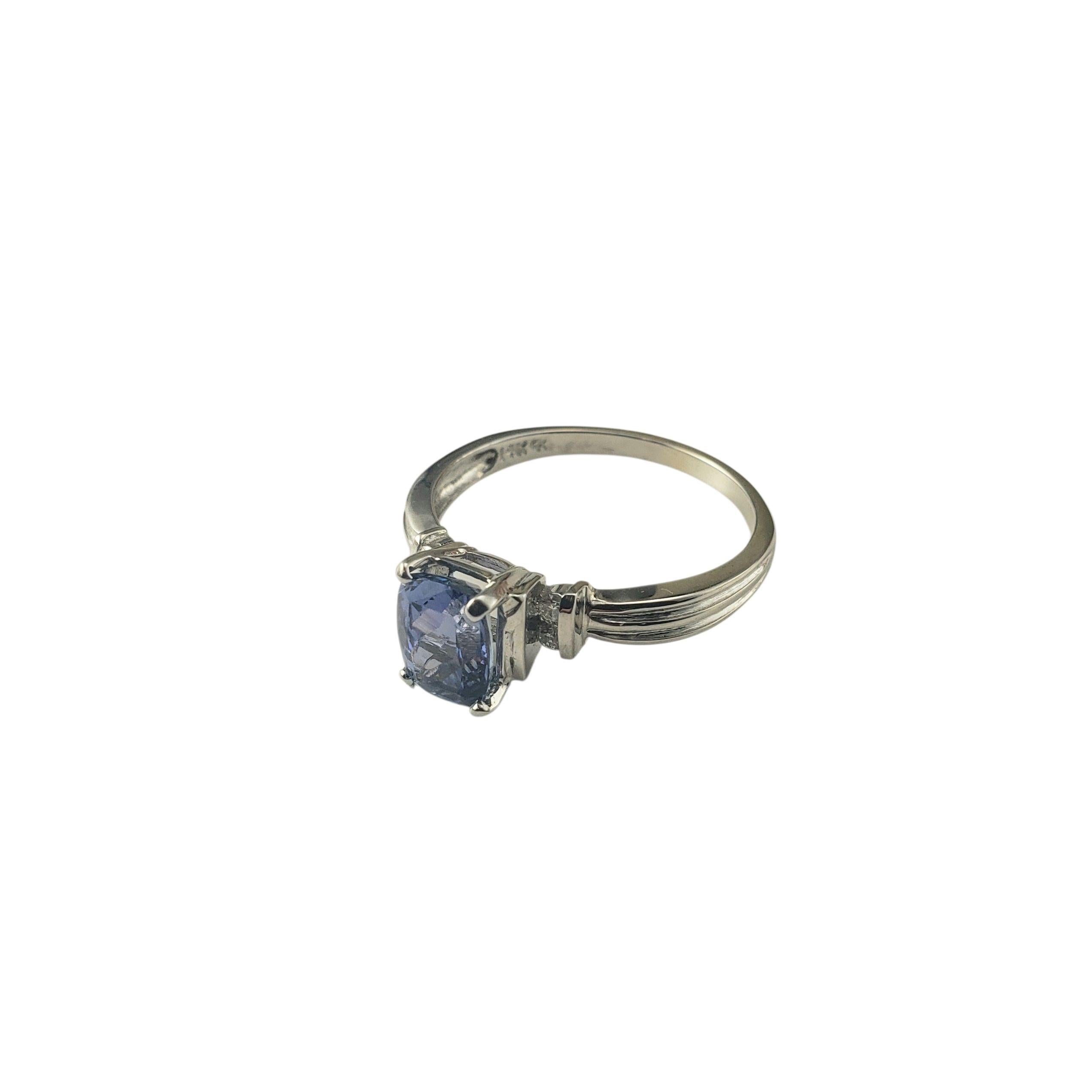 Cushion Cut 14K White Tanzanite and Diamond Ring Size 9.5 JAGi Certified #22677 For Sale