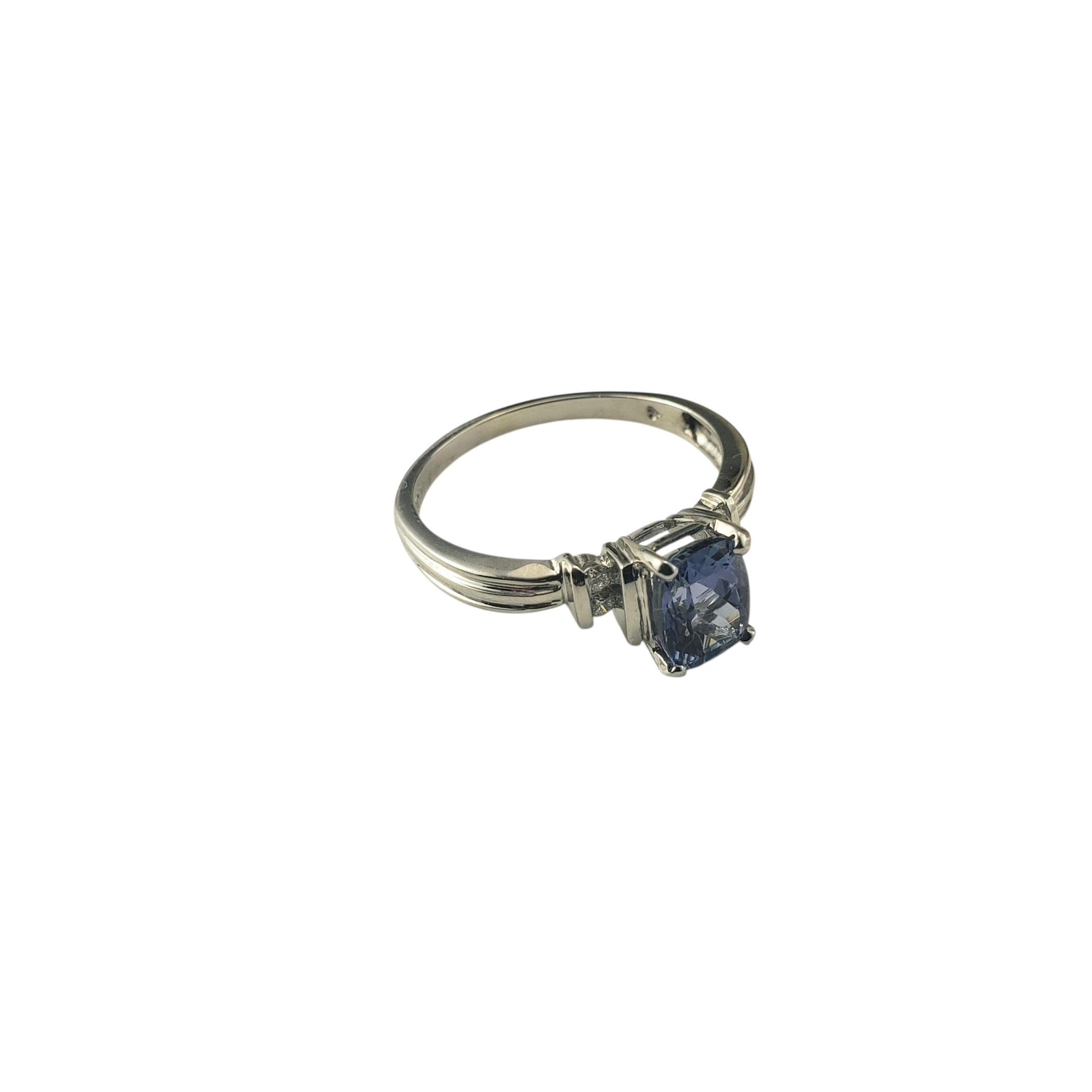 14K White Tanzanite and Diamond Ring Size 9.5 JAGi Certified #22677 In Good Condition For Sale In Washington Depot, CT
