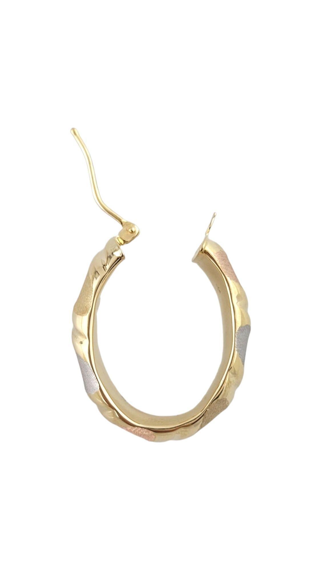 14K White, Yellow, and Rose Gold Tri-Color Hoop Earrings #14962 In Good Condition For Sale In Washington Depot, CT