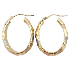 Vintage 14K White, Yellow, and Rose Gold Tri-Color Hoop Earrings #14962