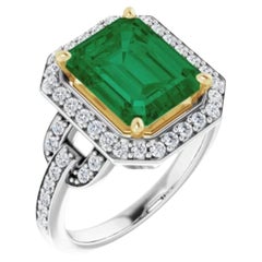 14K White & Yellow Emerald Ring
