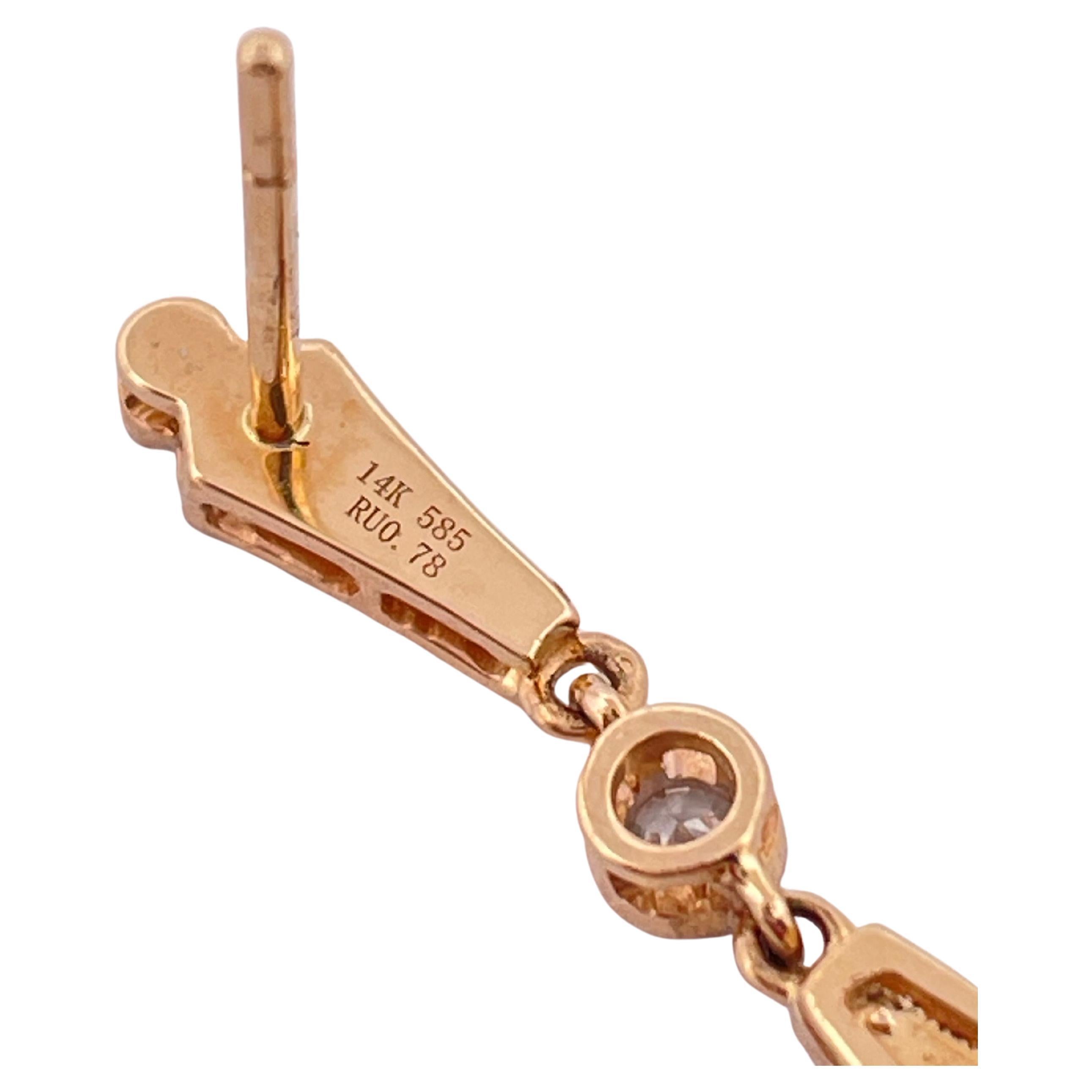 14k  Orecchini pendenti in oro bianco e giallo con rubino da 0,78 carati e diamante da 0,85 carati in vendita 3