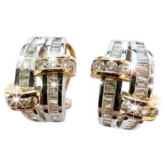 14K White & Yellow Gold 1.18 Carat Diamond Omega Back Earrings - Appraisal