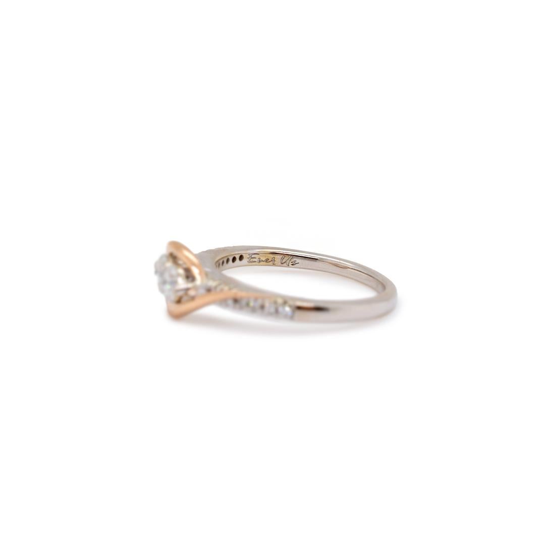 Women's 14K White & Yellow Gold 2 Stone Ladies Diamond Engagement Ring