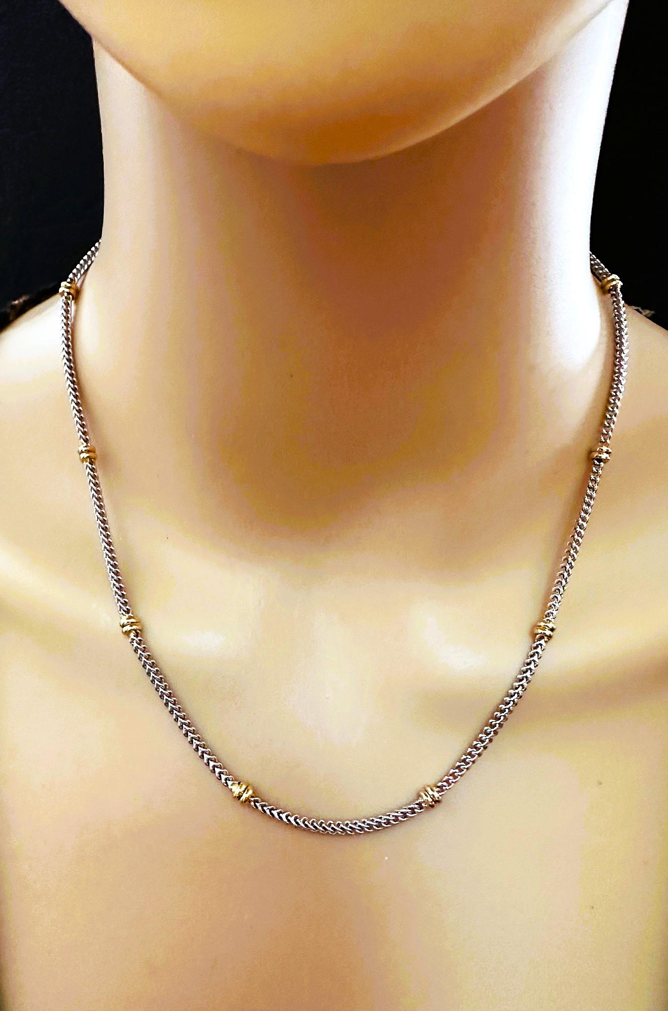 14k White & Yellow Gold Aurafin Italian Station Necklace 18