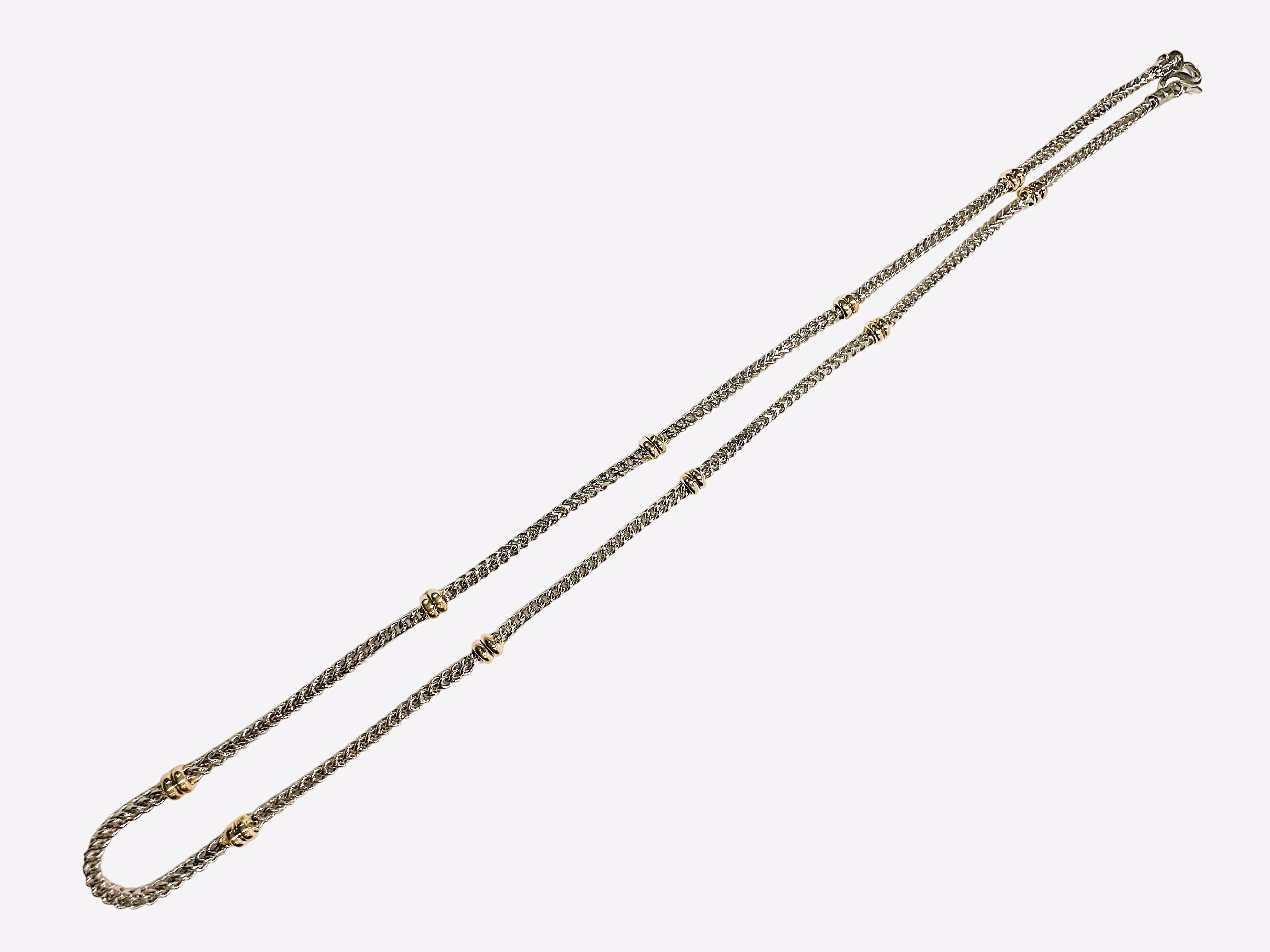 Art Deco 14k White & Yellow Gold Aurafin Italian Station Necklace 18